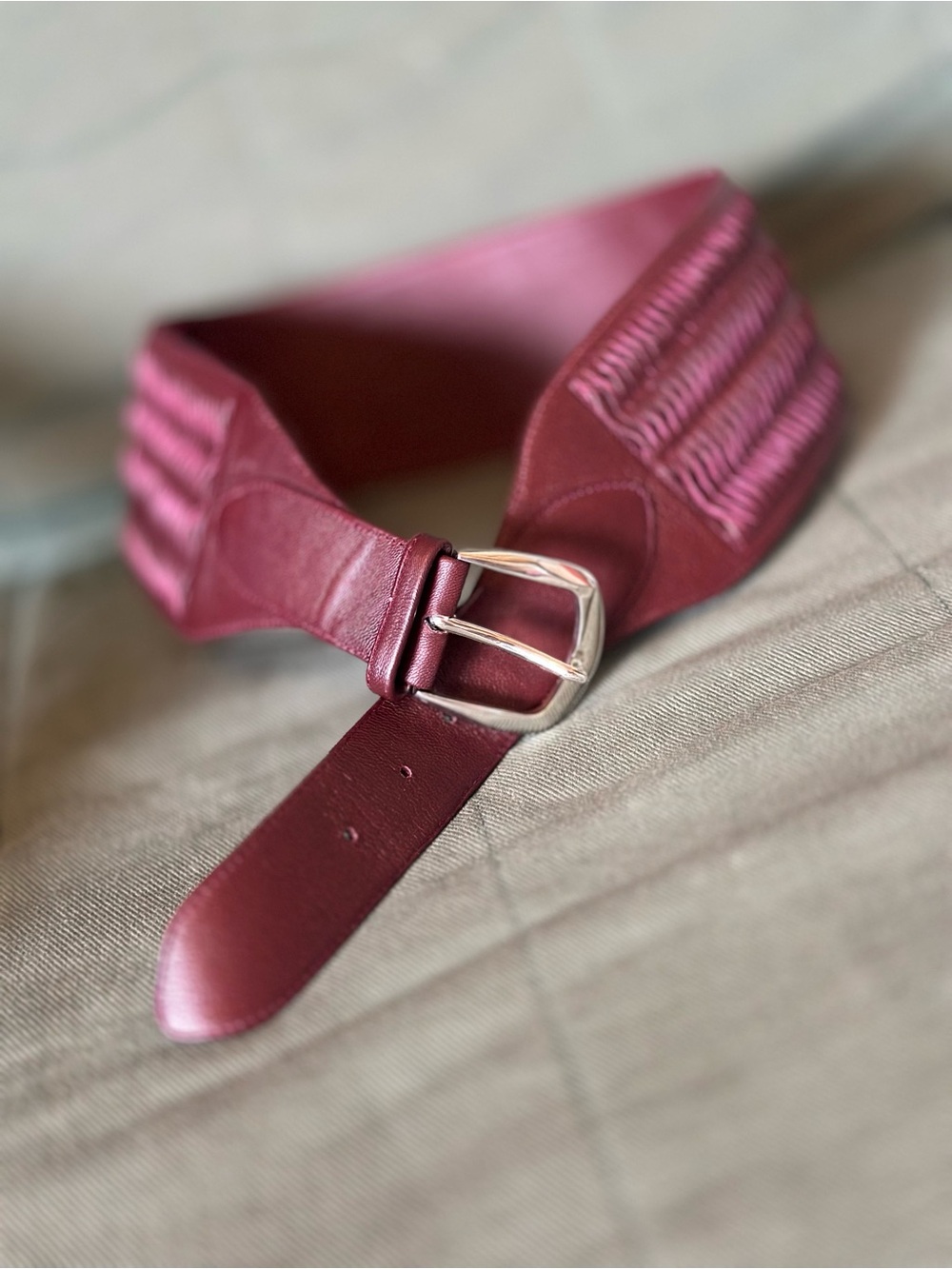 Magali Pascal Genuine Leather Wide Burgundy Women's Belt S